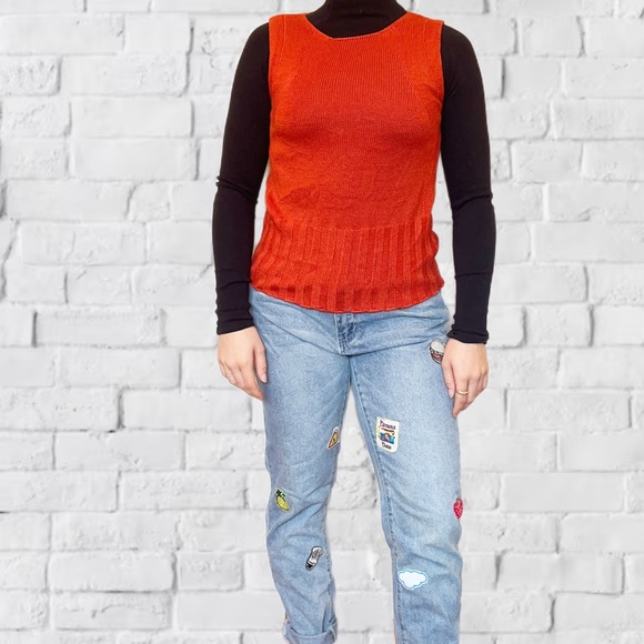 Orange sleeveless knitwear tank- size small - Picture 3 of 6